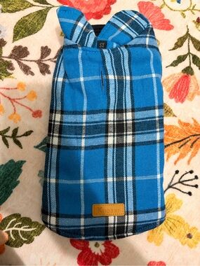 Blue Plaid Dog Coat Size XS Kuoser
